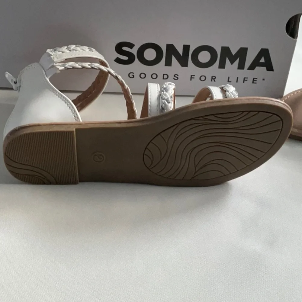 Sonoma White Braided Strap Sandals Girls‎ Size 2